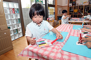 七夕の制作　滲み絵に挑戦！　ことり