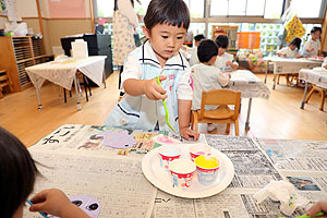 海の生き物の制作　きりん