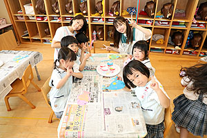 海の生き物の制作　きりん