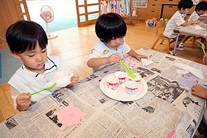 海の生き物の制作　きりん