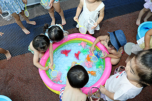 7月生まれの誕生会　金魚すくい　ひよこ