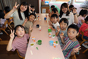 年長お泊り保育　みんなで朝ごはん　