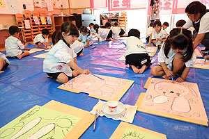 絵画教室がありました　うさぎ・りす・ことり