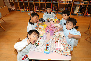 もちつき大会　こあら・ぱんだ・きりん