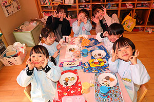 もちつき大会　うさぎ・りす・ことり