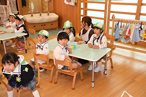 入園1日目の様子です　年少組