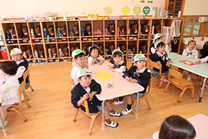 入園1日目の様子です　年少組