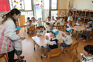 入園1日目の様子です　年少組
