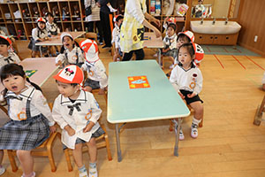入園1日目の様子です　年少組