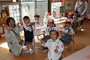 入園1日目の様子です　年少組