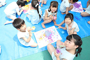 あじさいの制作　シャボン玉アートに挑戦　E
