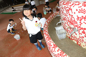 雨の日シャボン玉実験　ひまわり