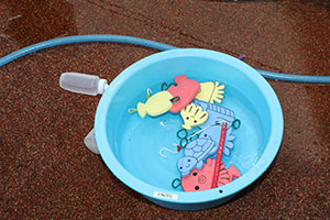 水遊び楽しかったね　ひよこ・あひる・ぺんぎん
