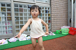 水遊び楽しかったね　ぺんぎん・ひよこ