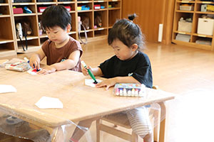 七夕の制作　ー滲み絵楽しかったねー　ぺんぎん・あひる