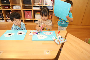 七夕の制作　ー滲み絵楽しかったねー　ぺんぎん・あひる