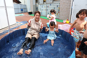 プール　楽しかったね　あひる