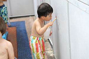 プール　楽しかったね　あひる・ぺんぎん