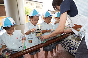 カラフル流しそうめん　楽しかったね！　こあら・ぱんだ