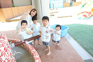 カラフル流しそうめん　楽しかったね！　こあら・ぱんだ