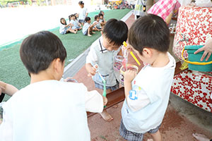 カラフル流しそうめん　楽しかったね！　こあら・ぱんだ