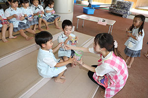 カラフル流しそうめん　楽しかったね！　こあら・ぱんだ