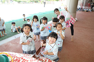 カラフル流しそうめん　楽しかったね！　こあら・ぱんだ
