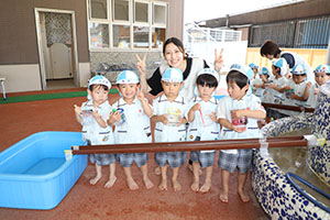 カラフル流しそうめん　楽しかったね！　こあら・ぱんだ