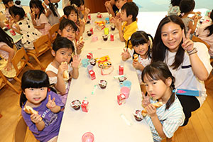 年長お泊り保育3.　みんなで朝ごはん　ー２日目－