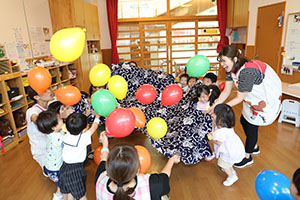 風船遊び楽しかったね　あひる