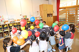 風船遊び楽しかったね　あひる