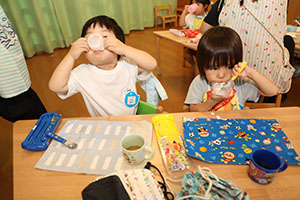 お米のジェラート　美味しかったね　ひよこ・あひる・ぺんぎん
