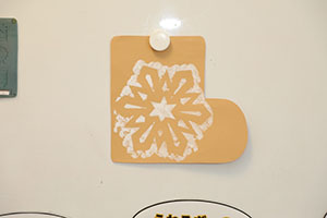 冬の制作　ブーツ　たんぽぽ