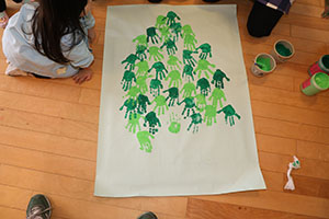 クリスマスツリーの制作　うさぎ