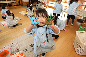 フィンガーペイント🎨　きりん