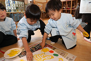 フィンガーペイント🎨　きりん