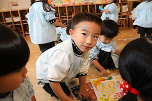 フィンガーペイント🎨　きりん