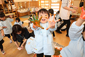 フィンガーペイント🎨　きりん