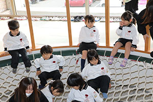 ネット遊具で遊びました　うさぎ