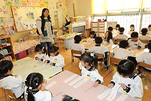 書初め大会　がんばったね！　年中組