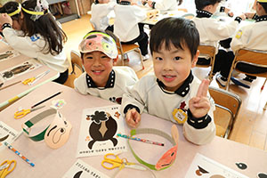 福笑い　楽しかったね　ひまわり