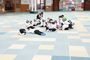 避難訓練がありました　ー地震の場合ー