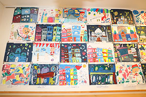 作品展の各クラスの個性あふれる作品　　　年長組